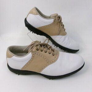 Foot Joy Summer Series White & Tan Soft Cleat 7.5 Women's Golf Shoes